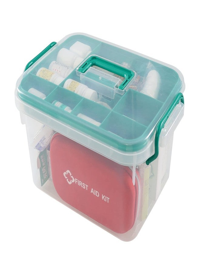 Ponpong Clear Plastic First Aid Box Empty, Family Medicine Kit Storage Box - Image 1
